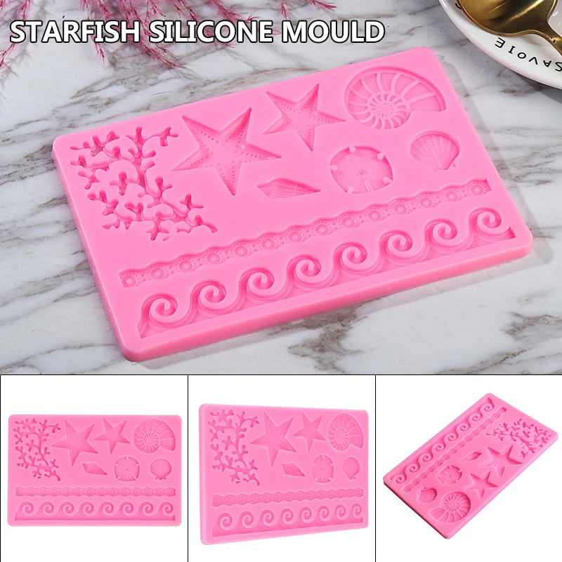 

DIY Lovely Sea Shell Coral Starfish Silicone Cake Fondant Decor Mould Sugarcraft Icing Mold Kitchen Baking Utensils