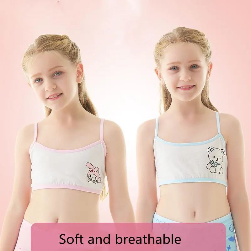 4PCS Girls' Training Bra-Cute Breathable Cotton Wrapped Chest Suitable for Developmental Little Girls (8-14 Years Old) | Детская