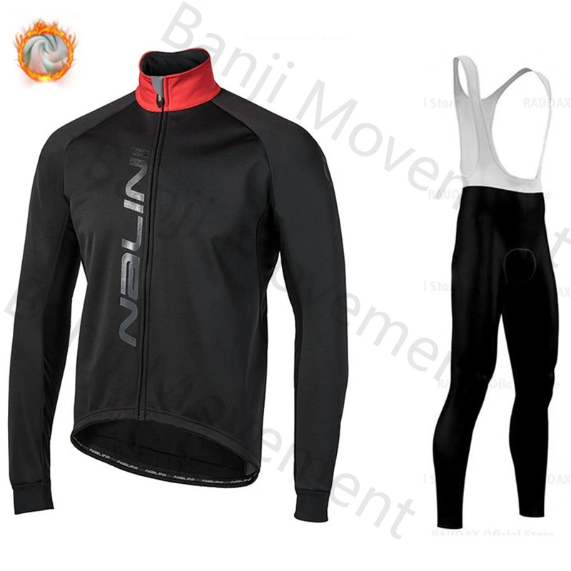 Ropa Ciclismo теплый Nalini зимний теплый флисовый мужской костюм Джерси для езды на велосипеде MTB Одежда комбинезон комплект