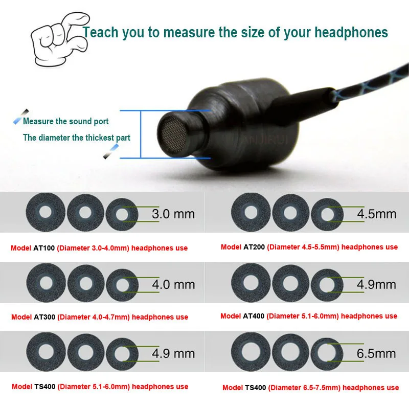 20 шт. ANJIRUI TS 400 4 9 мм пены памяти советы амбушюры для in Ear наушники гарнитура