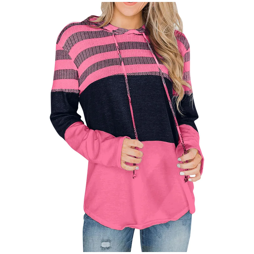 Женский пуловер в стиле Харадзюку облегающая Лоскутная Толстовка полоску с