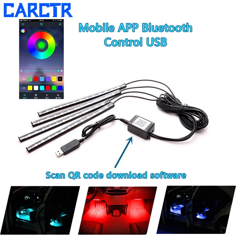 4*12 Led RGB автомобилей Атмосфера лампы (в том числе от приложений дистанционного