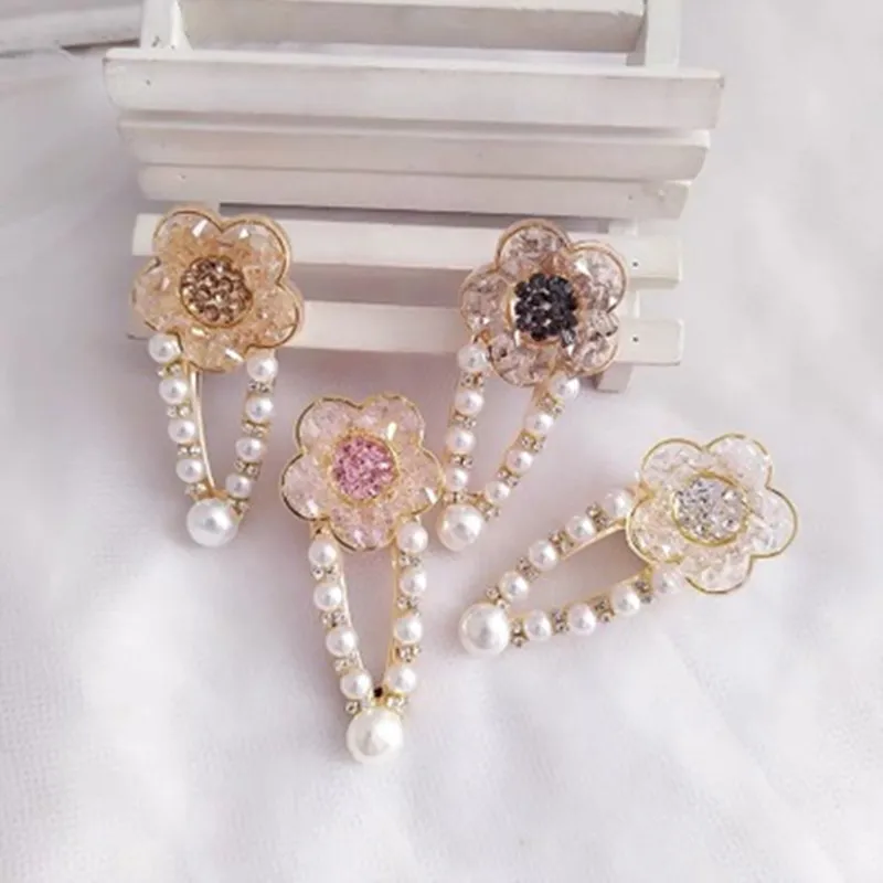 Весна лето 2020 новинка заколка для волос с цветами жемчугом милый корейский