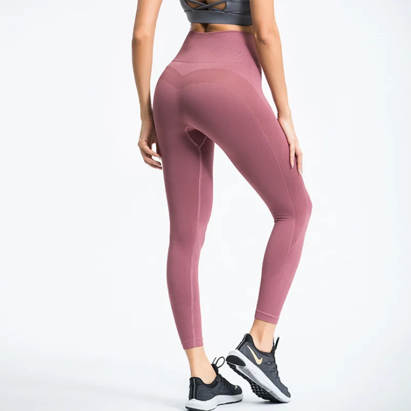

INS European hot style running exercise fitness fast dry yoga wear without embarrassing line high waist honey peach butt tights