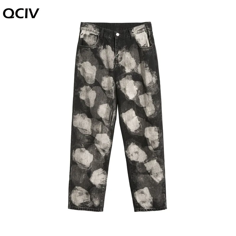 

Korean Wide-leg Jeans Men's Fashion Printing Casual Retro Jeans Men Streetwear Loose Hip-hop Straight Denim Trousers Mens S-3XL