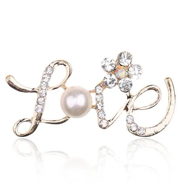 

20pcs Diamante Pearl Embellishments Crystal Love with Flower Scrapbook DIY Craft