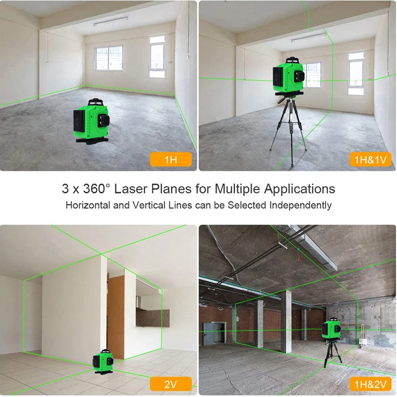 

Self-Leveling 360 Degrees Laser Level 16 Lines 4D Vertical And Horizontal Powerful Cross Green Beam Laser Line Measure Tools
