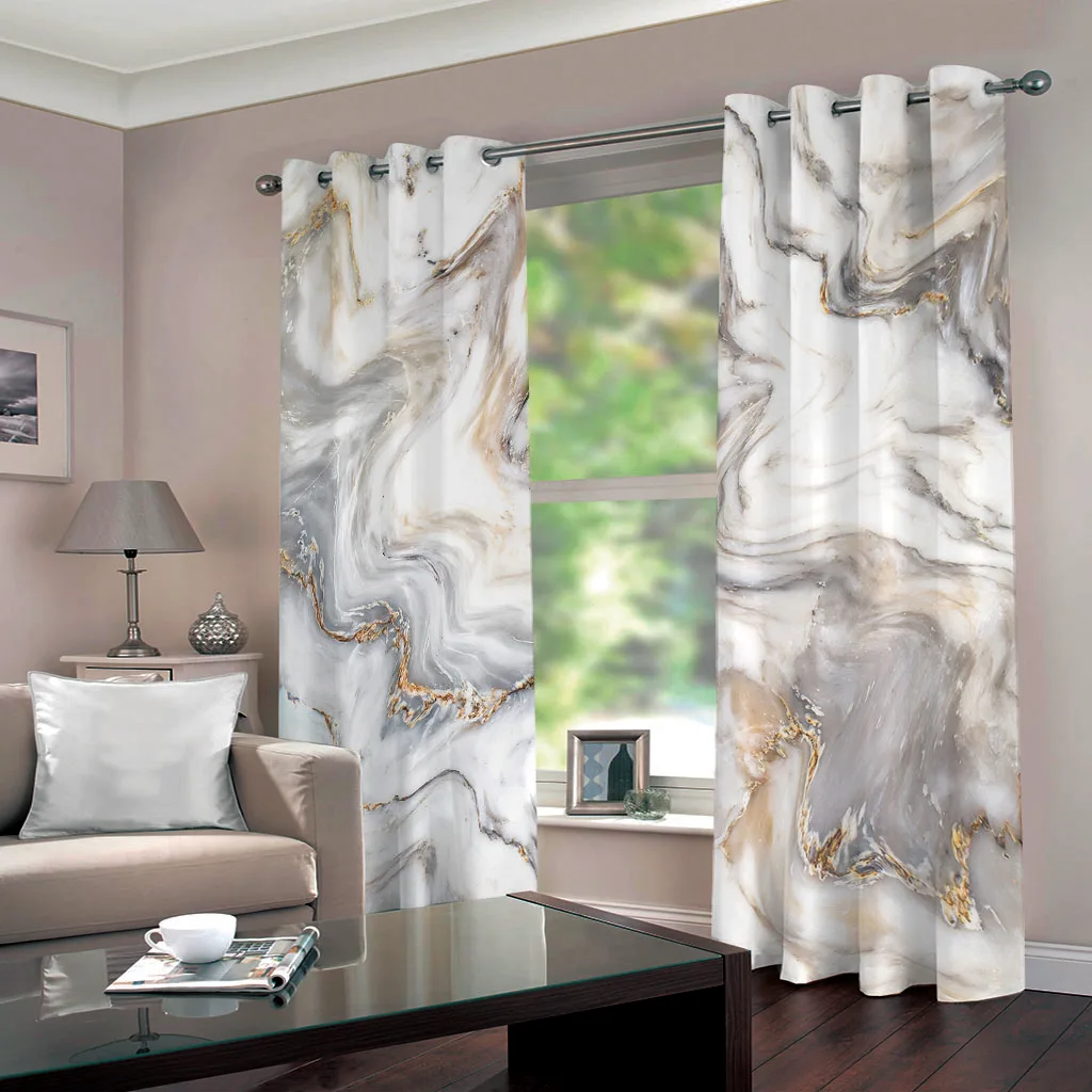 Шторы блэкаут 3D с мраморным принтом Роскошные Современные Плотные Занавески для