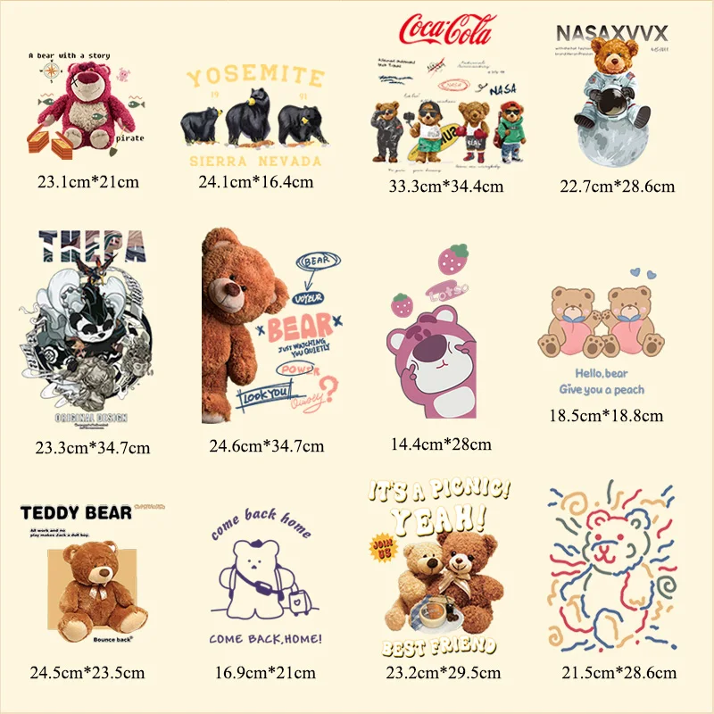 

Iron on Patch Clothing Fashion Girls Warm Patch Clothes DIY A-level Washable Patches Cute Bear Patch Clothes Applique