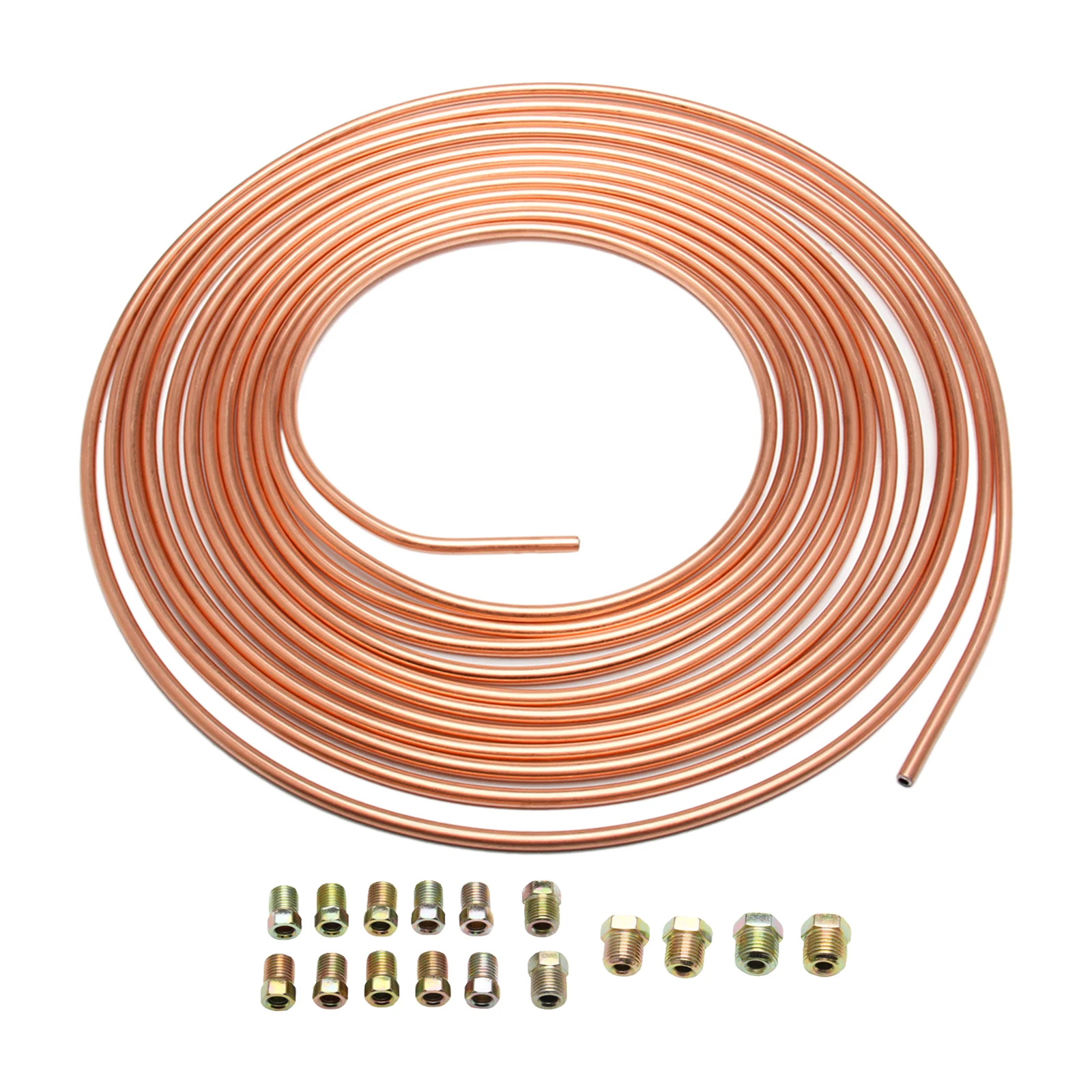 

25 Foot Brake Line Tubing 3/16 OD Flexibile Full Size Nuts SAE Thread Corrosion Resistance