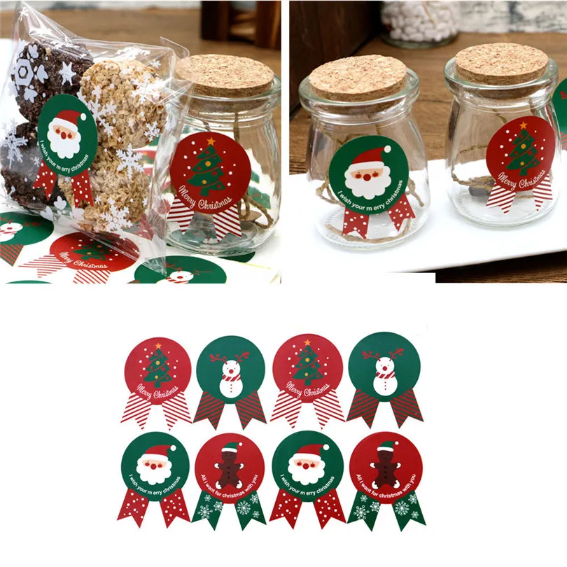 96 шт Рождественский ярлык наклейки для выпечки печенья конфеты пакет украшения