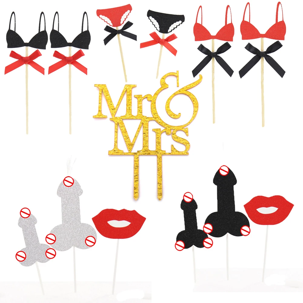 Глиттер Willy для пениса торта кекса Топпер сексуальный холостяк свадьба девичник