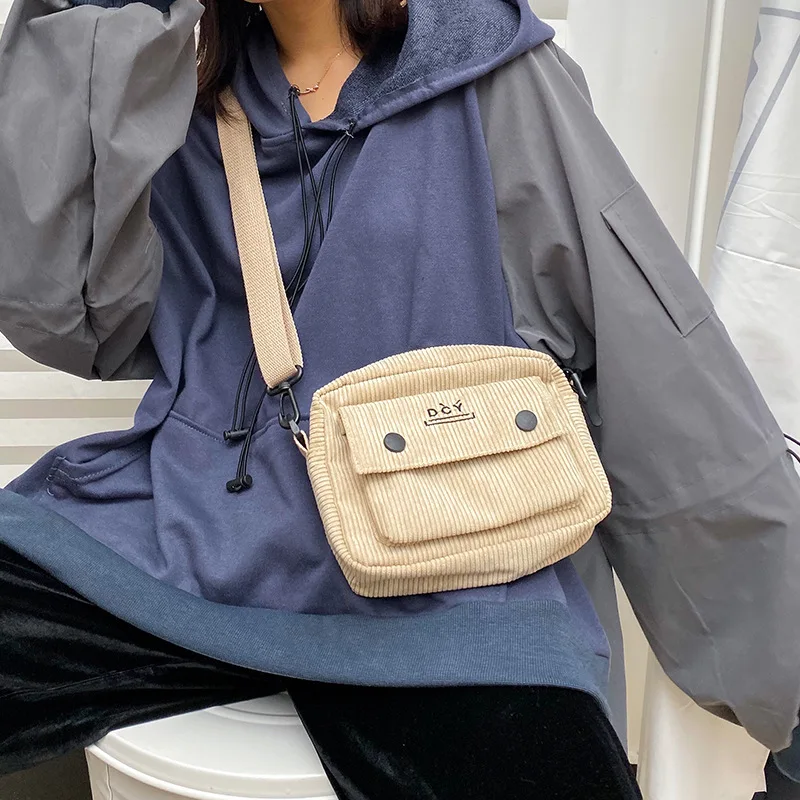 Женские сумки-мессенджеры 2019 новая модная сумочка из рубчатого вельвета сумки