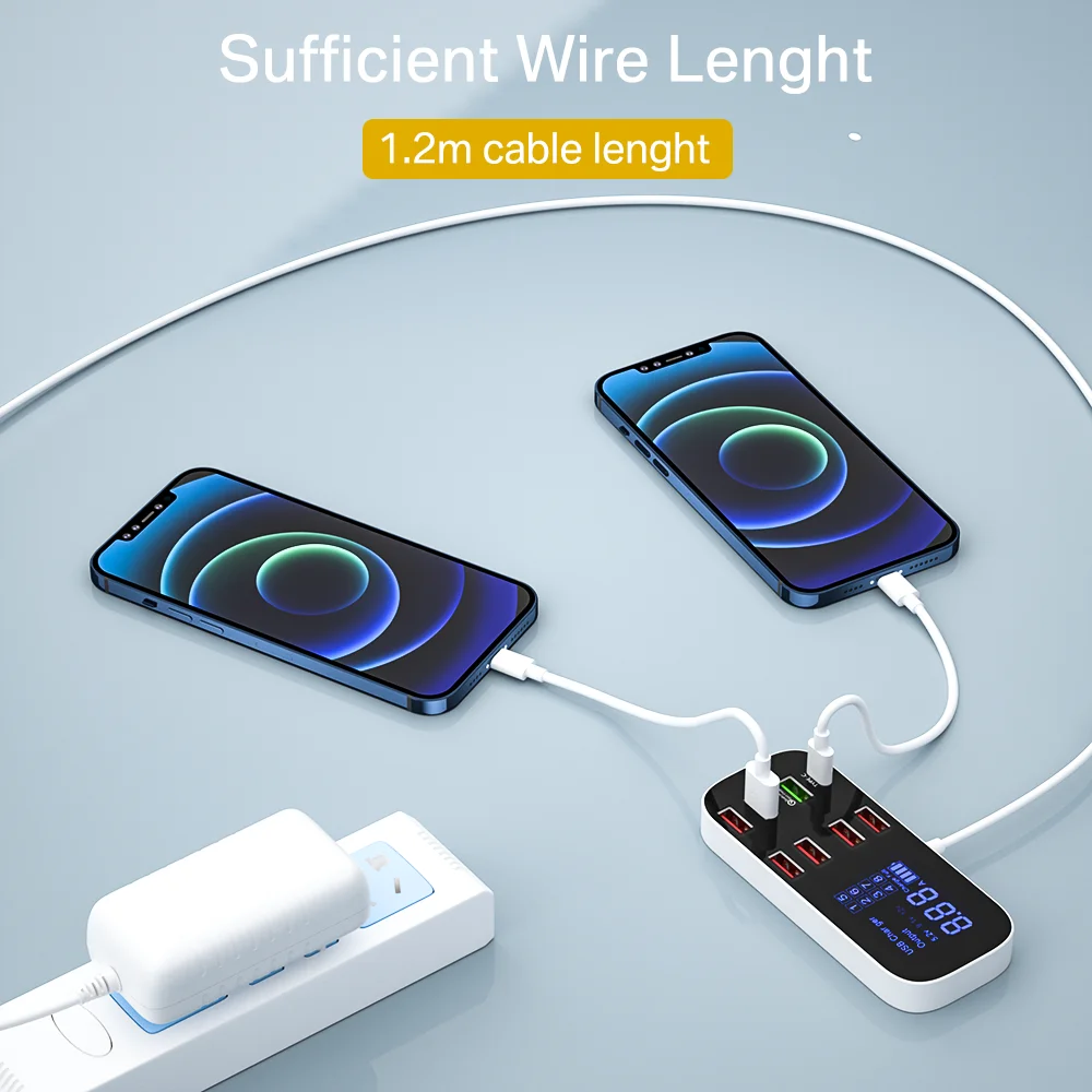 8 портов USB зарядное устройство концентратор Quick Charge 3 0 светодиодный дисплей