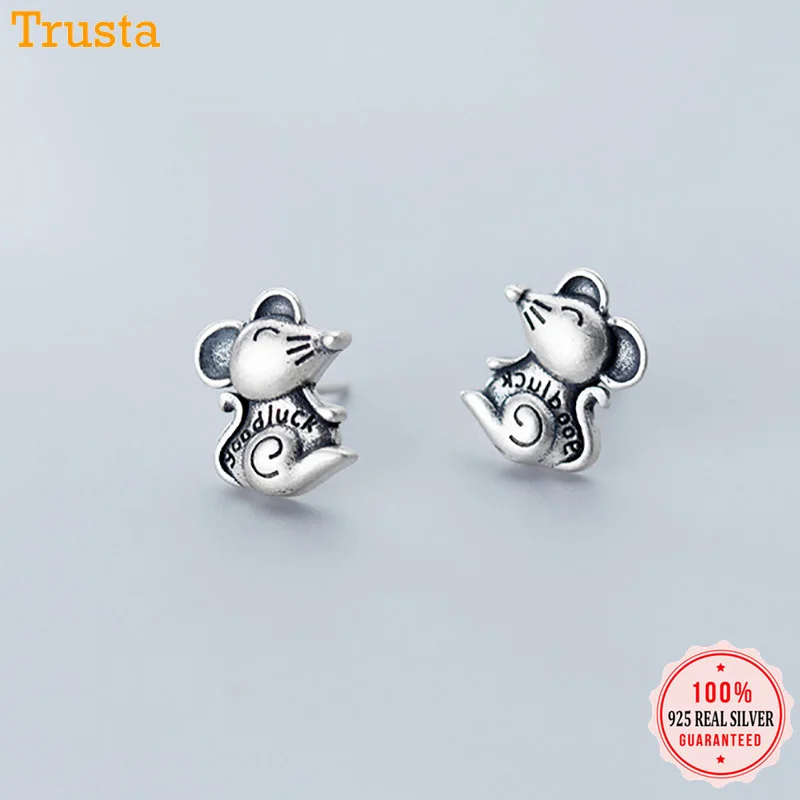 Trusta подлинные модные 925 пробы серебряные сладкие золотые удача милая мышь год