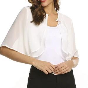 Женское шифоновое болеро, с коротким рукавом, многослойное, Открытое Спереди, накидка для свадебной вечеринки