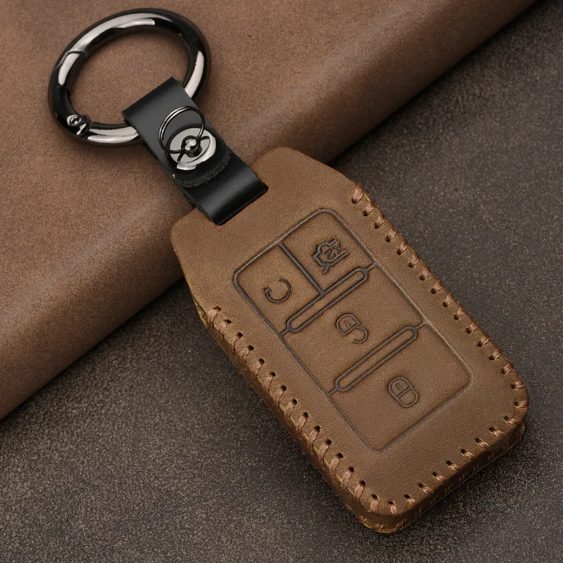 

Leather Car Key Case Cover for BYD qin EV e2 yuan 535 e1 e3 s2 360 4 Button Key Auto Accessories Ring