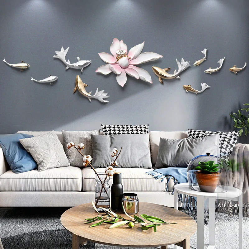 3d Fish Ornaments TV Background Wall Creative Decoration Hanging | Wind Chimes & Decorations
