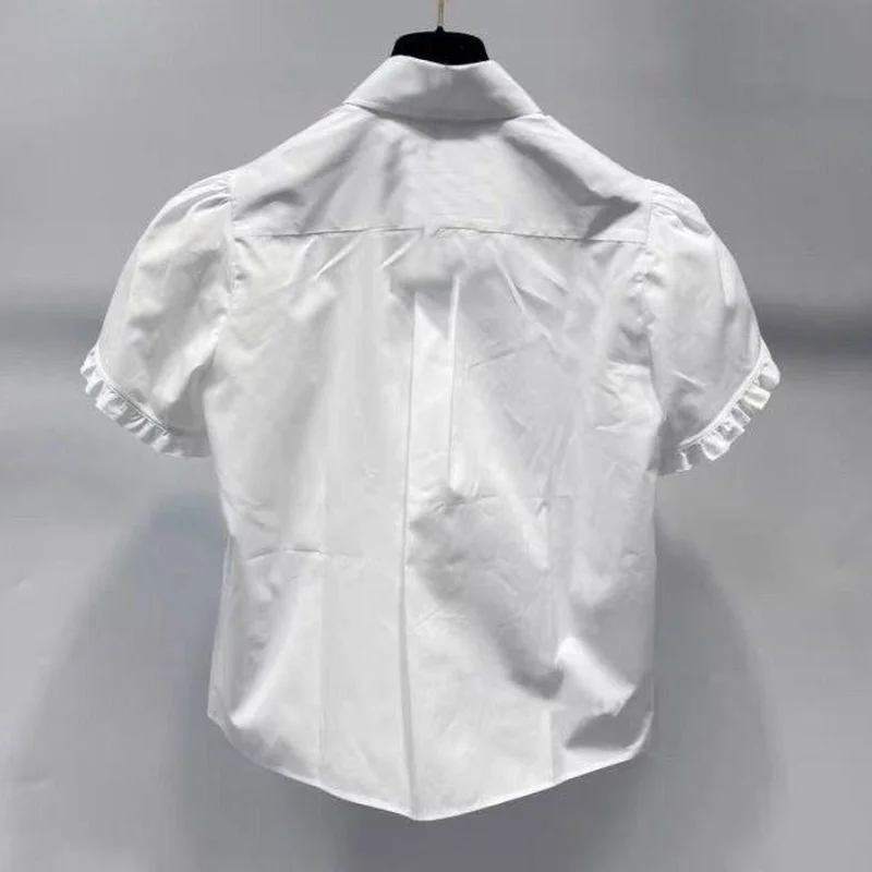 

Korean Sweet Ruffle Short Sleeve Blouse Shirt 2021 Spring Summer Women Tops Causal Femme Blusas Camisas Mujer