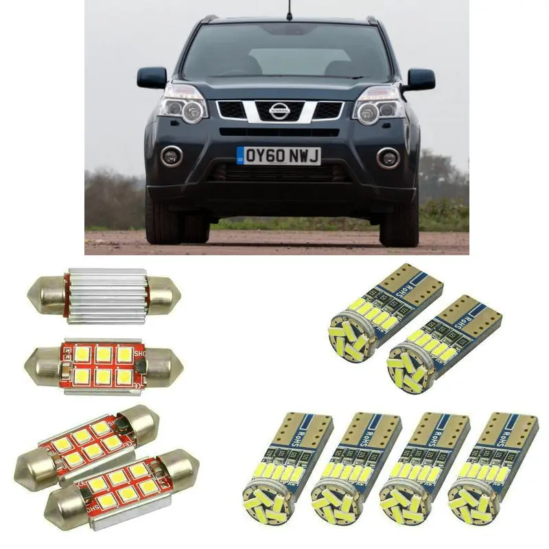 

Interior led Car lights For Nissan x trail t31 bulbs for cars License Plate Light 14pc