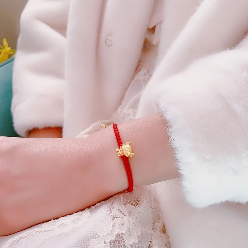 

Golden Cow Red String Bracelet 2021 Chinese Ox New Year Tradition Zodiac Mascot Cow Fortunes Lucky Blessing Bracelets