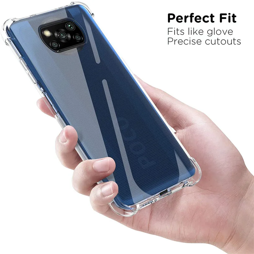 

Transparent Airbag Case For Poco x3 pro Case+Screen protector pocophone f3 m3 Silicone Shockproof Cover poko x3 pro Case Glass