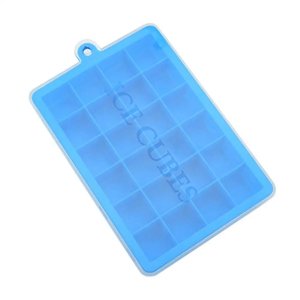 24-Grid Light Blue 15/24 сетка силиконовая форма для льда лоток с крышкой, нескользящий лед Tong, льда производитель кубиков фруктового льда, аксессуары для кухни с барной стойкой - Цвет: 24-Grid Light Blue