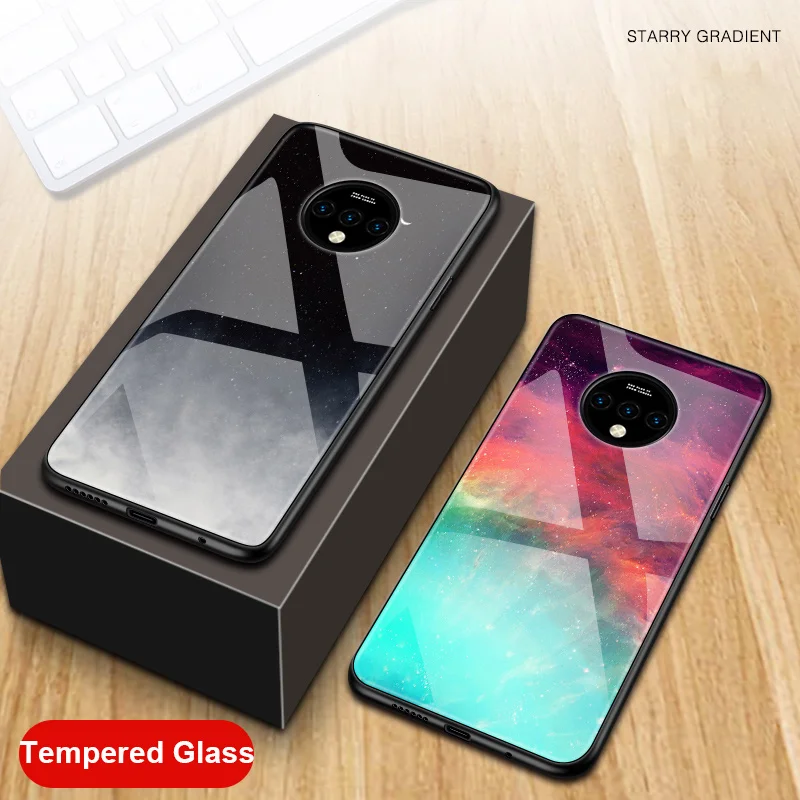 Роскошный красочный чехол для телефона OnePlus 7 Pro 7T 7Pro Coque 9H из закаленного стекла 6 6T