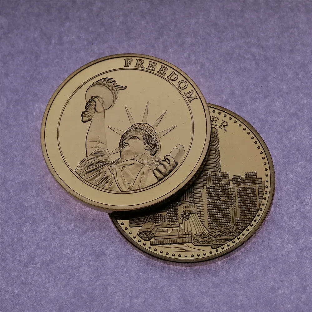 

Remember the usa freedom 911 coins world trade center building gold plated coin 5pcs/lot Free shipping