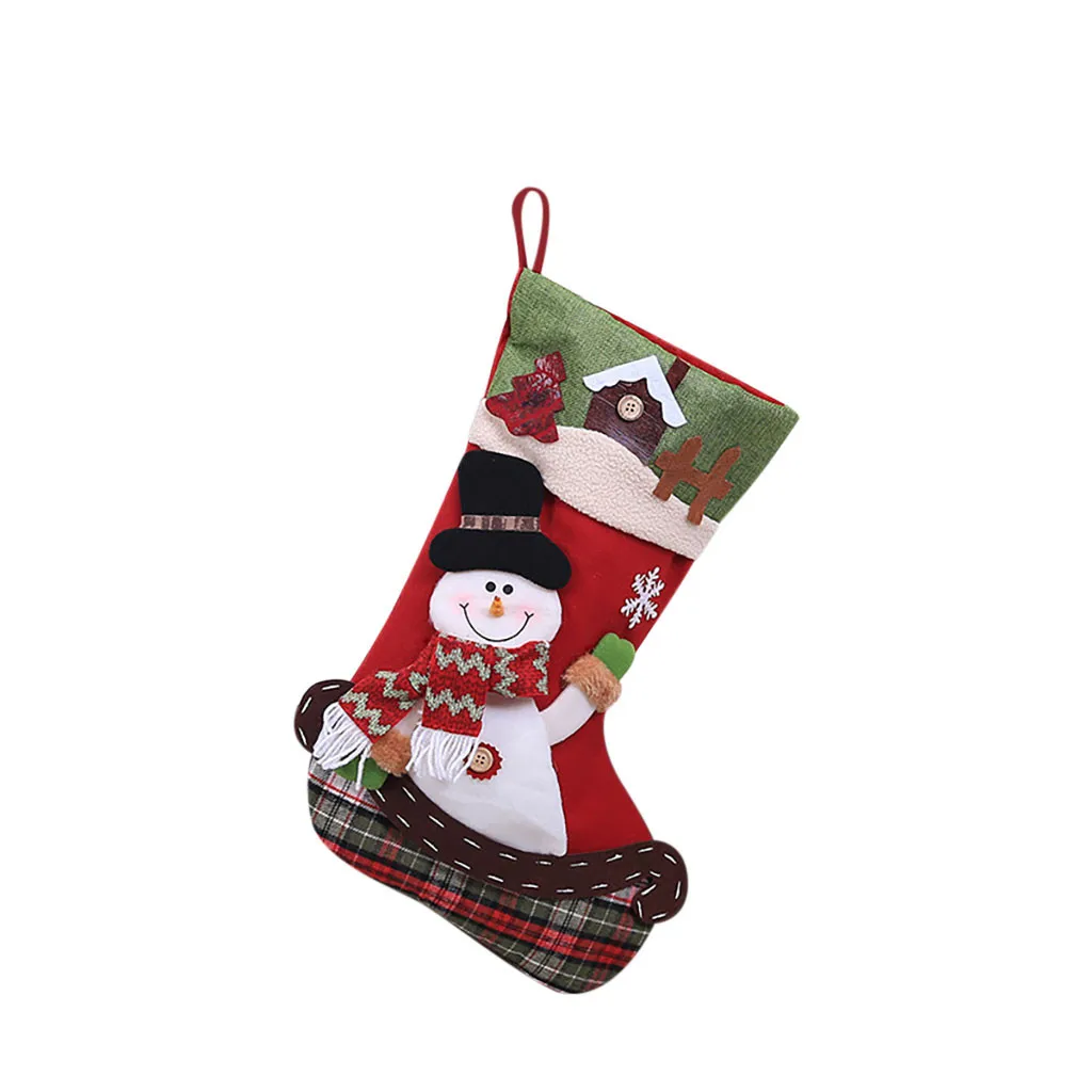 Большие рождественские носки украшения в виде елки новогодний мешок конфет