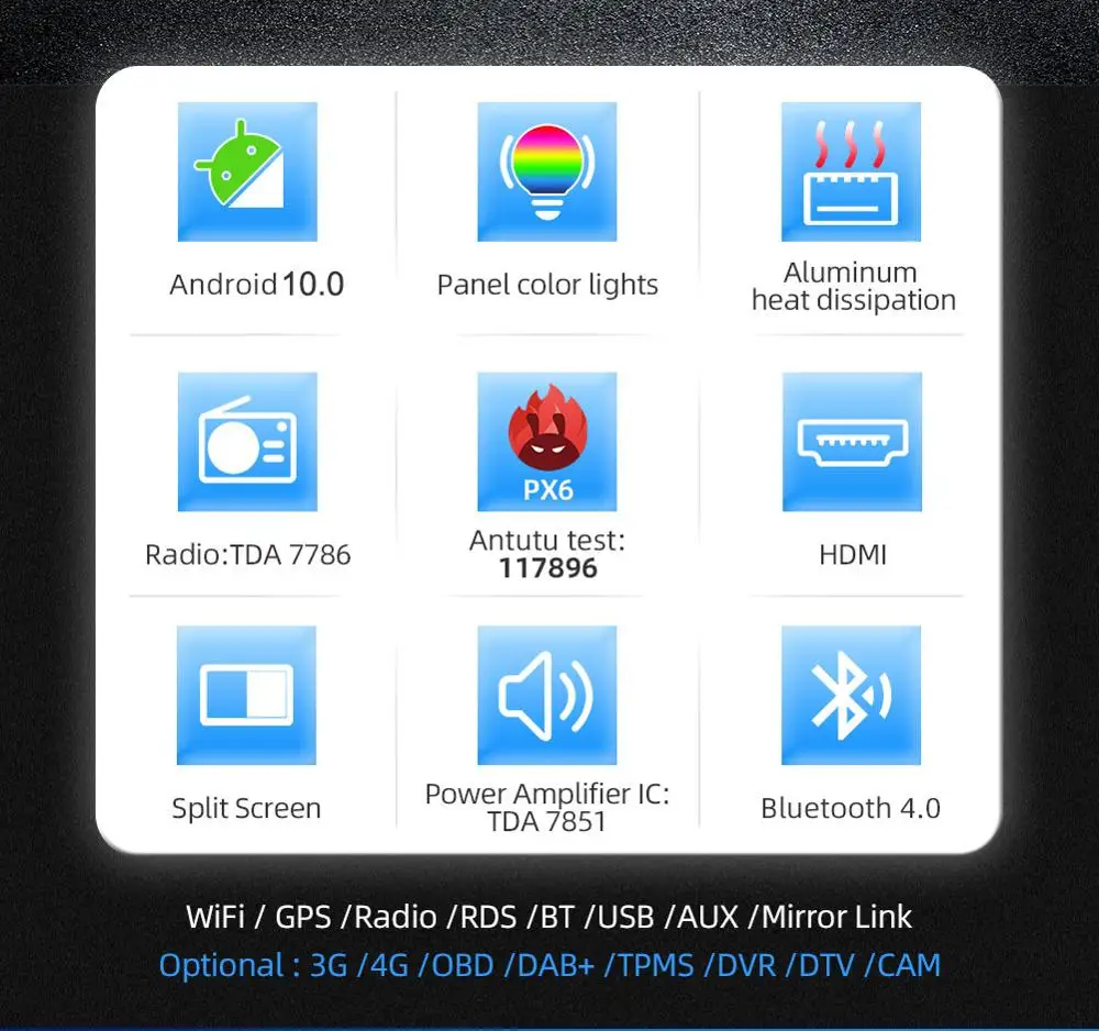 Автомагнитола Bosion 7 дюймов HD 2 Din Android 10 0 PX6 мультимедийный DVD-плеер GPS-навигация для