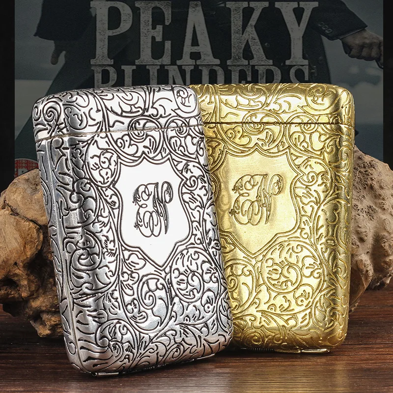 

Portable Retro Metal Hand-carved Cigarette Case for 14 Cigarettes Peaky Blinders Flick Box Holder Smoking Tools