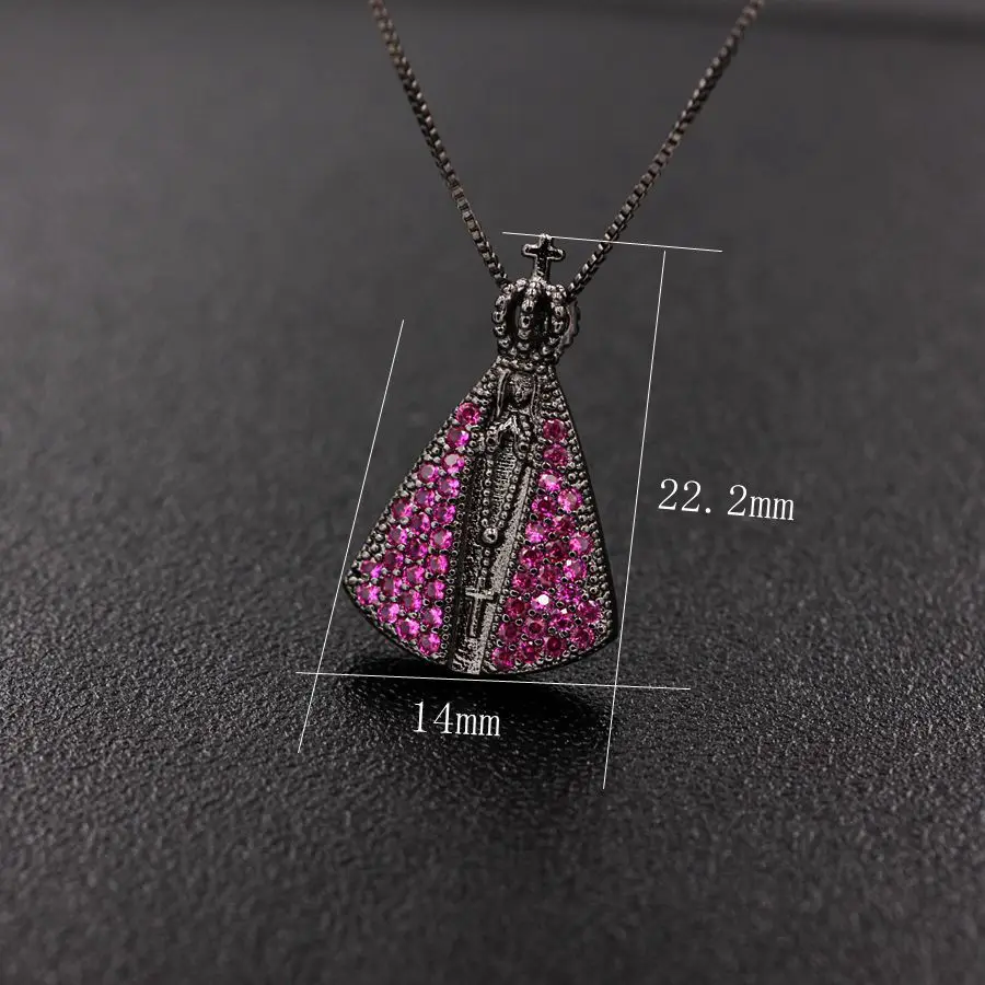 

Two Color Copper Multicolor Cubic Zirconia Cross Pendant Necklaces Women's Fashion Jewelry Nossa Senhora CZ Colar Feminina Gifts