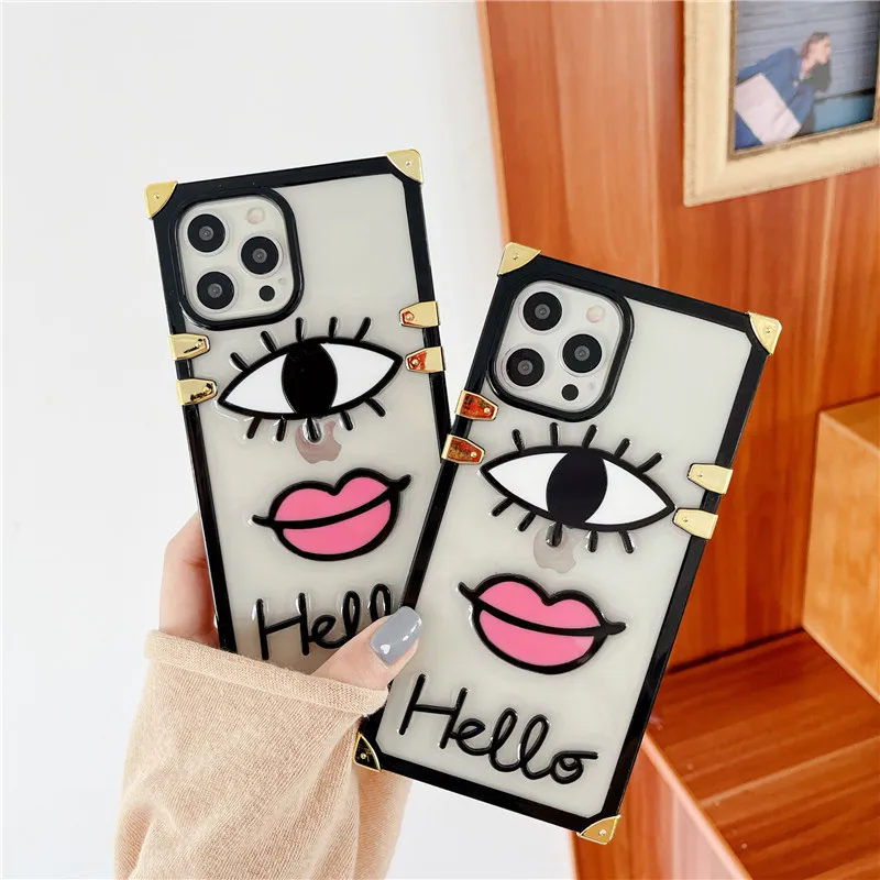 

Luxury cartoon eyes Phone case For iphone 12 mini 11 pro XS max XR 7 8 Plus SE electroplating Right Angle Anti-knock clear cover