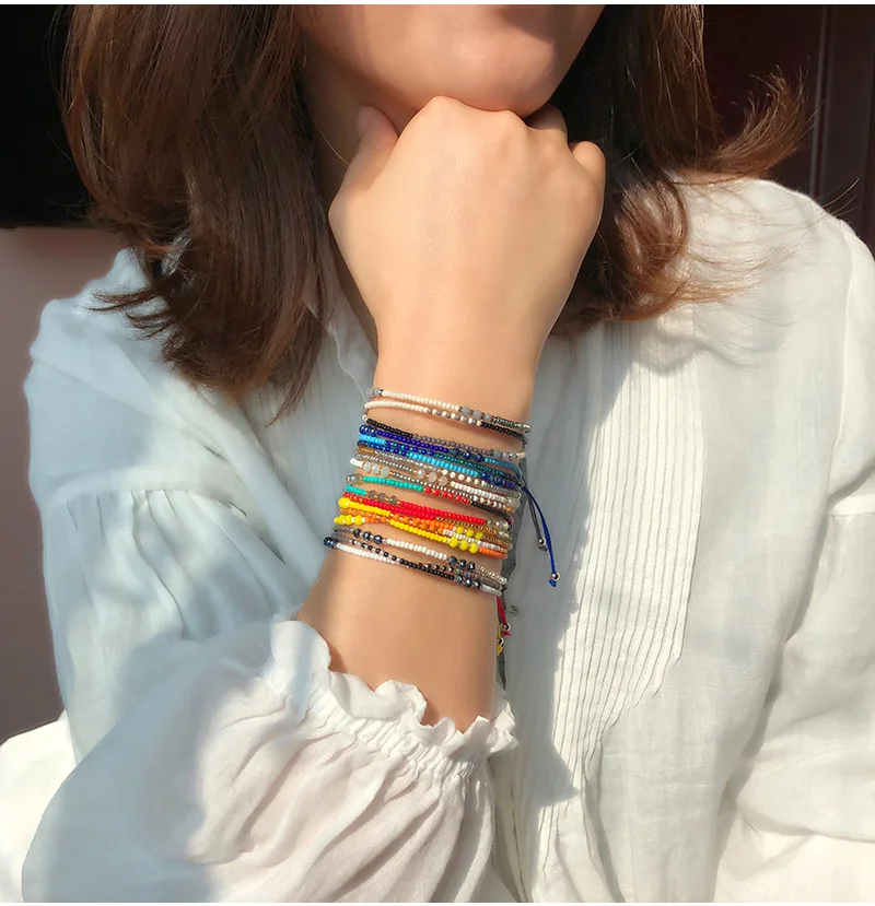 

2021 New Handmade Bohemian Friendship Bracelet Female Ethnic Colorful Bead Charm Handmade Bracelets Party Gift