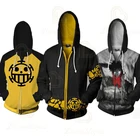 Одежда для фанатов с 3d принтом, цельнокроеные толстовки с капюшоном для косплея Trafalgar Law, мужская толстовка с принтом обезьяны D. Толстовка Luffy