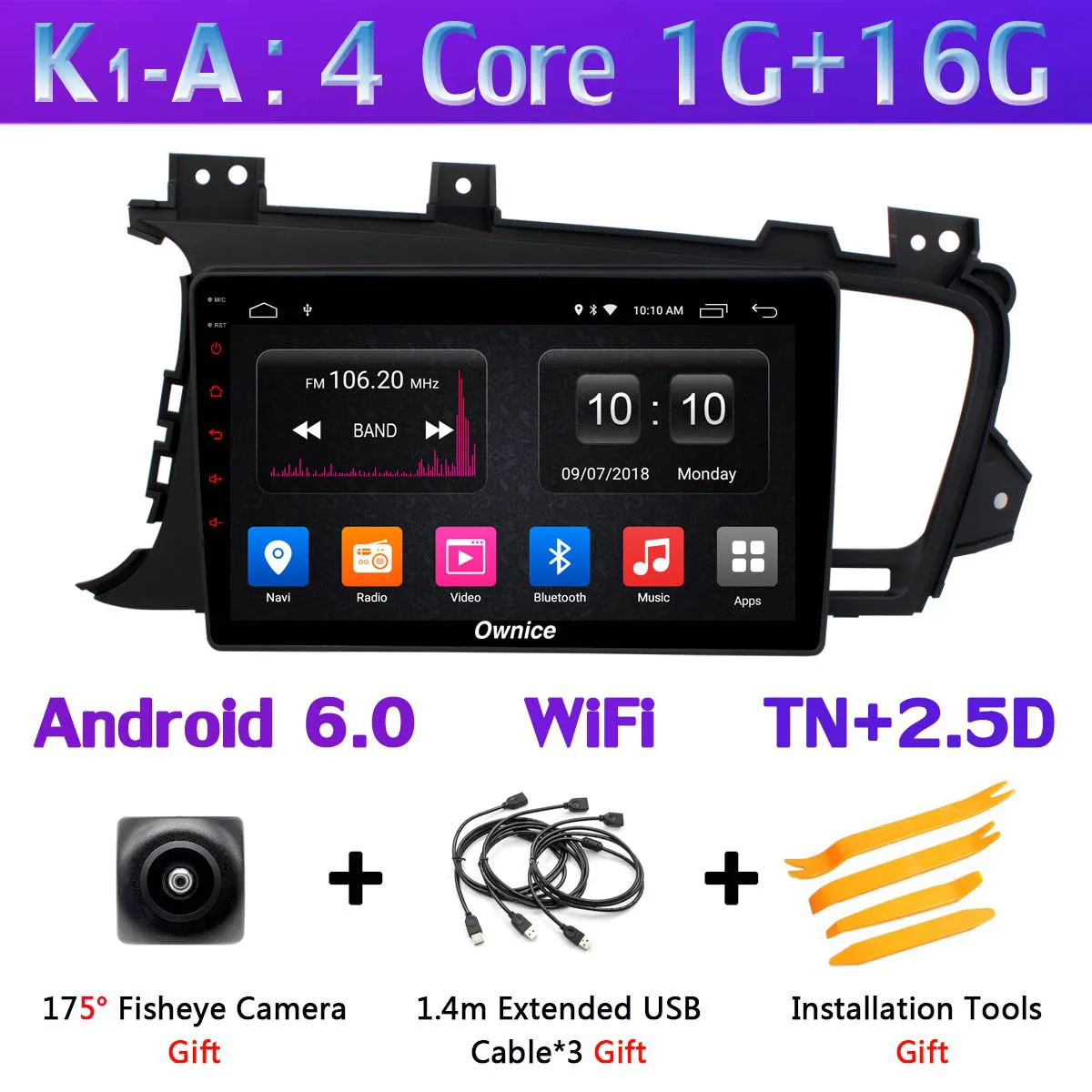 Панорамная камера 360 ° 4G LTE Android 9,0 4G+ 64G DSP CarPlay Автомобильный gps радио плеер для Kia K5 Optima 3 2011 2012 2013 - Цвет: K1-A