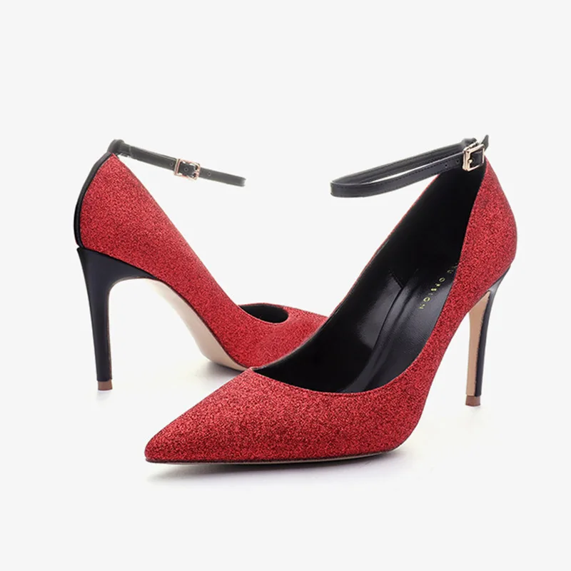 Пикантные женские туфли лодочки свадебные из ткани расшитой блестками Туфли с