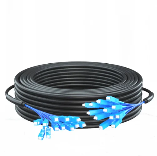 Cable &oacute;ptico de fibra blindado para exteriores, SC-SC de 12 n&uacute;cleos, puente de fibra de modo &uacute;nico-0