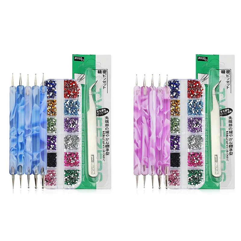 

3 Set Nail Art Set Dotting Pen Decorations Rhinestone Picker Tools Diamond Tweezers Decorations Point Drill DIY Makeup Manicure