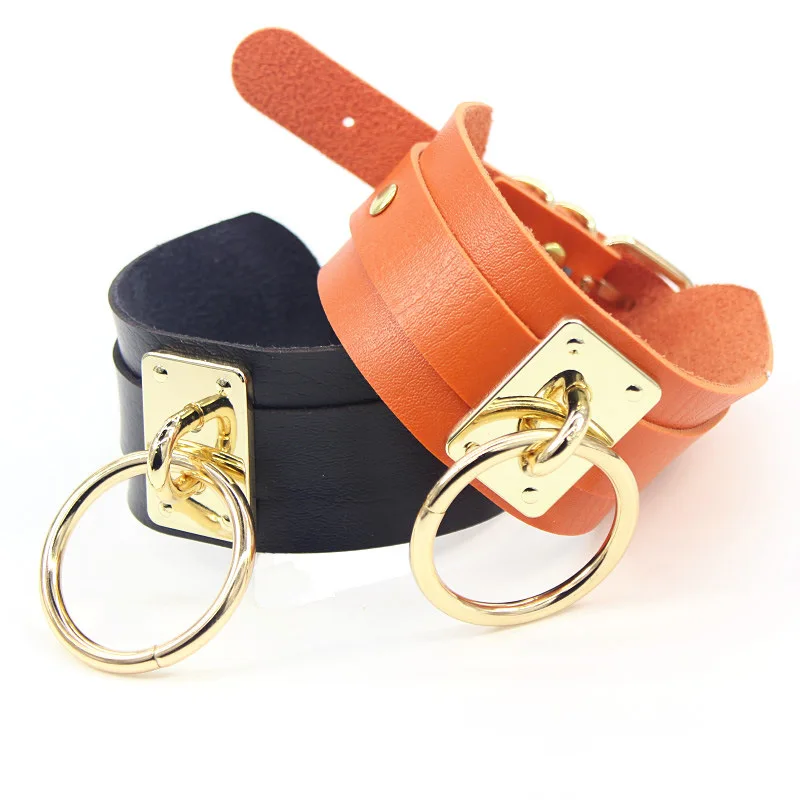 

New Sexy Ornament Harajuku PU Leather Single Ring Collar Bandana Street Shooting Nightclub Wild O-Shaped Necklace Neck Necklace