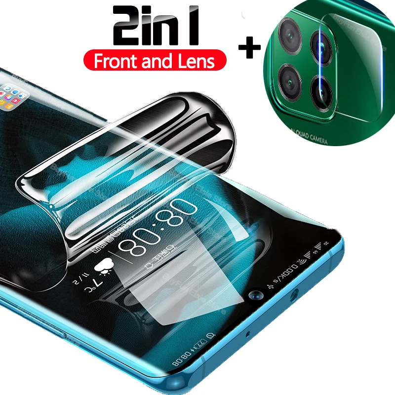 2-в-1 пленка для Huawei P40 Lite мягкая защита экрана Гидрогелевая Pro P40Lite не стекло |