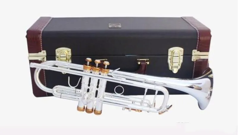 

LT180S-37 Trumpet Authentic Double Silver Plated B Flat Professional Trumpet Top Musical Instruments Brass Bugle Bb Trumpete FRE
