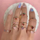 Симпатичные Фрукты кольца для женщин из нержавеющей стали, с украшением в виде кристаллов вишня яблоко кольцо носить украшения на день рождения вечерние летние модные кольцо BFF