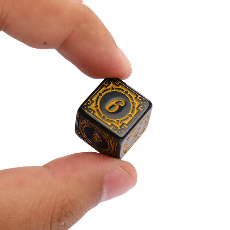 

10pcs Acrylic Carved Pattern Dice 6-sides Polyhedron Digital Game Dice for Bar Club Party Colorful Dice