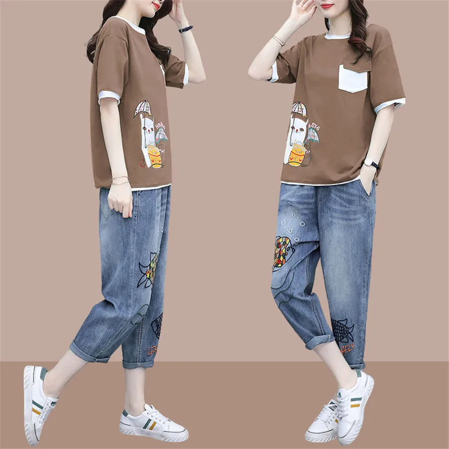 

Two Piece Set Hoodie Slit Tracksuit Korean Fashion Sweat Suit 2 Piece Set Women Youth Clothing Aesthetic Jeans Pants 2PC