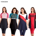 Женский Мусульманский купальник YONGSEN, размера плюс, спортивный хиджаб с коротким рукавом и принтом, 2022