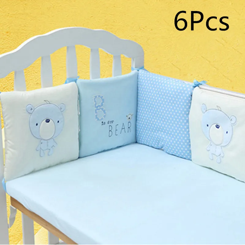 Blue 6Pcs 6 шт./12 шт. Детская кровать бампер Комплект Детская кровать детская кроватка защитный бампер для новорожденных Детская кроватка бампер в обувь для малышей Комплект постельного белья - Цвет: Blue 6Pcs