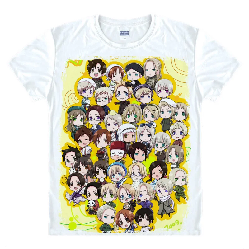 Футболка мужская с мультяшным принтом Axis Powers APH удобный топ для косплея забавная