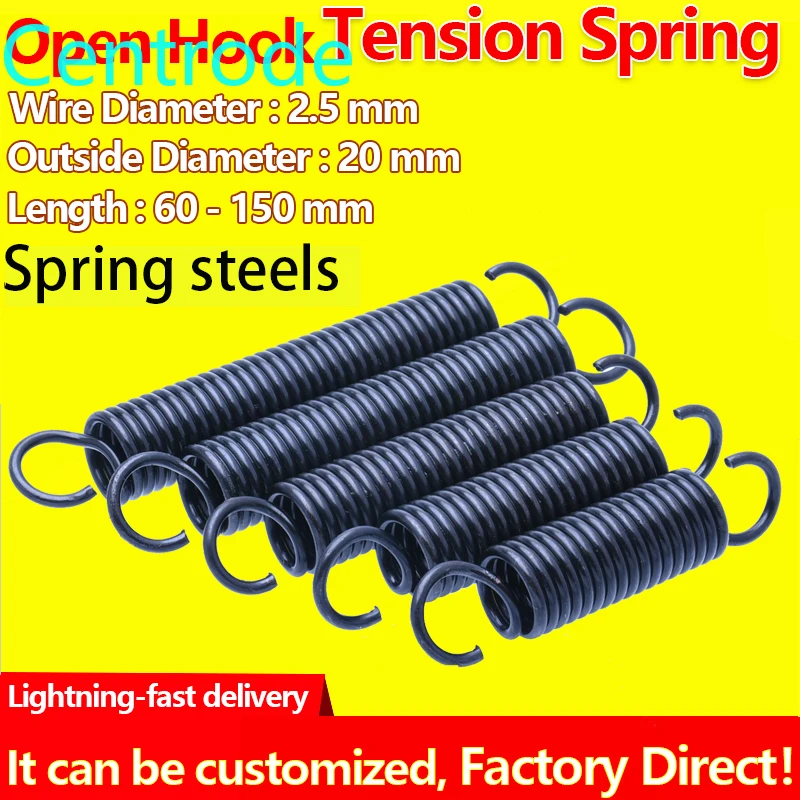 Open Hook Pullback Spring Tension Coil Extension Draught Wire Diameter 2.5mm Outer 20mm|Пружины| |